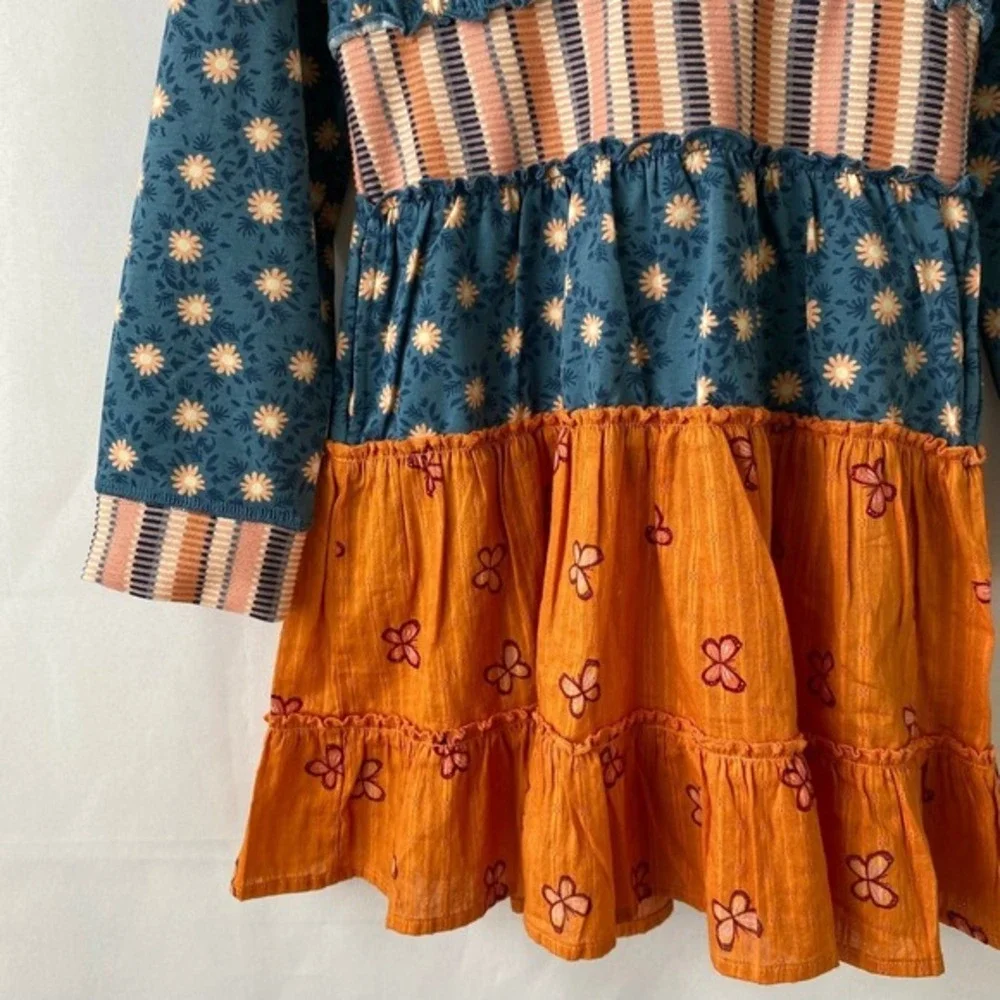 Finding Foxtale Boho Hooded Dress Girls 6 Navy‎ Daisy Whimsical Festival